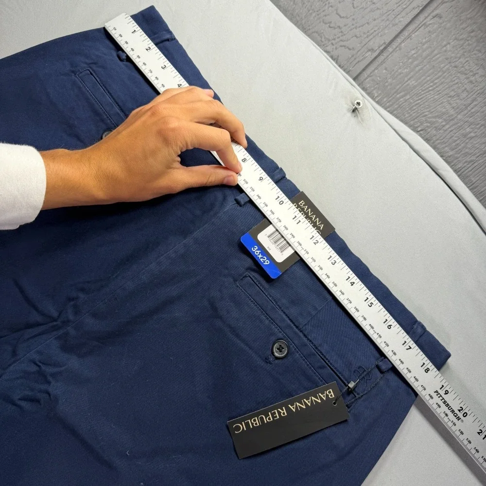 Banana Republic Chino Pants Mens 36x29 Navy Blue Twill Preppy Travel NWT